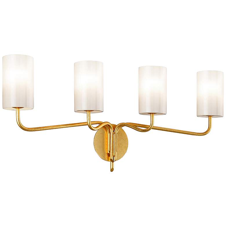 Image 1 Juniper 34" Wide Textured Gold Leaf 4-Light Bath Light