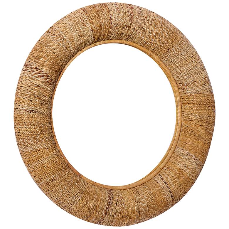 Image 4 Juniper Matte Brown Rattan 35" Round Wall Mirror more views