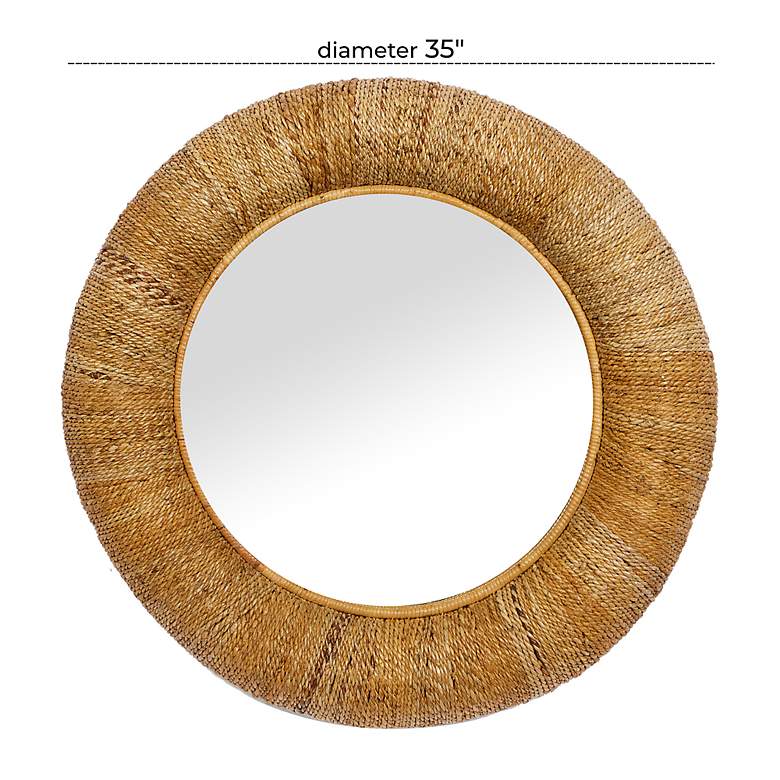 Image 6 Juniper Matte Brown Rattan 35" Round Wall Mirror more views