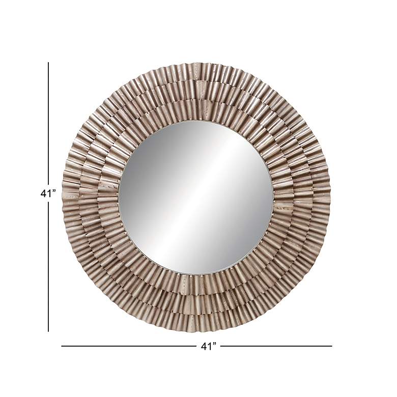 Image 6 Junise Glossy Silver Wavy Layer 42" Round Wall Mirror more views