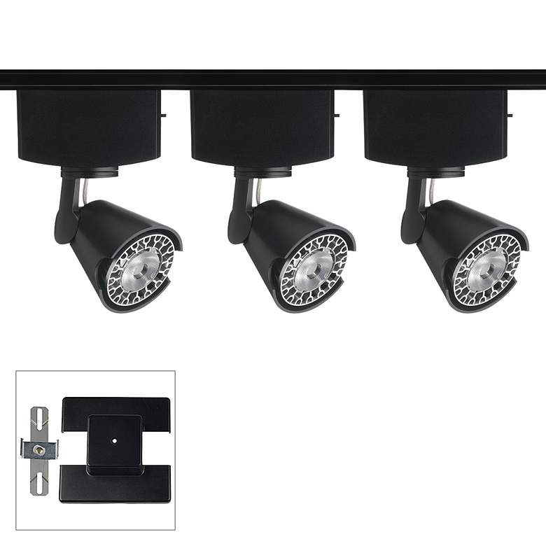 Image 1 Juno 3-Light Black Horizontal Cone Floating Canopy Track Kit
