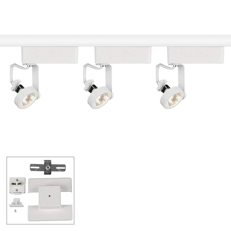 Image 1 Juno 3-Light White Gimbal Bullet Floating Canopy Track Kit
