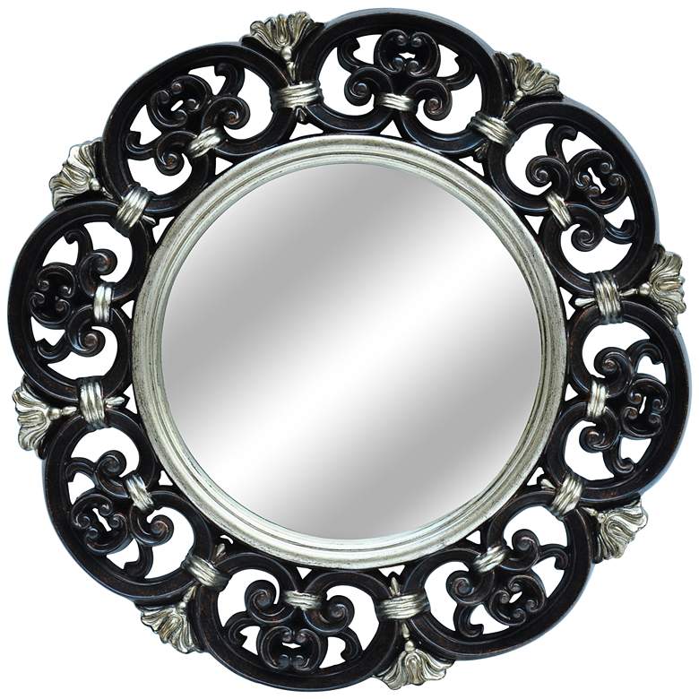 Image 1 Juno Antiqued Bronze and Silver 25 inch Round Wall Mirror
