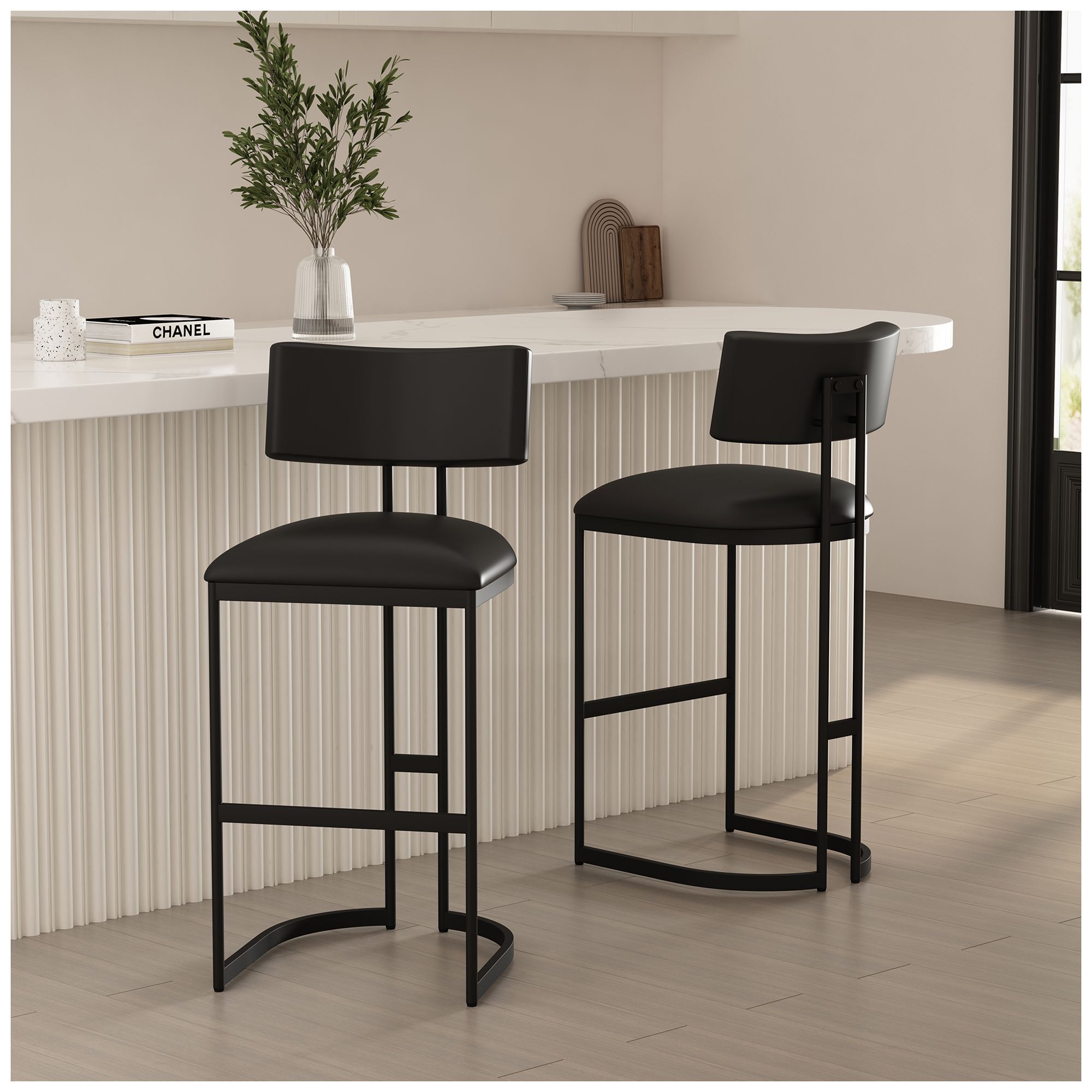 Juno Contemporary Modern Metal Barstool in Black