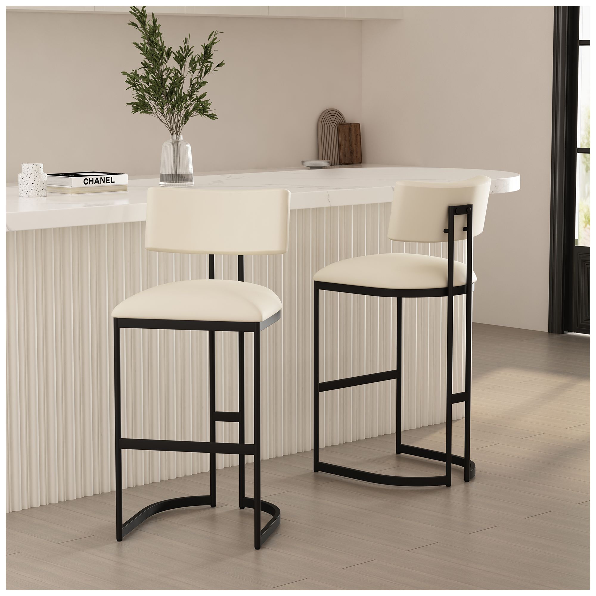 Juno Contemporary Modern Metal Barstool in Ivory