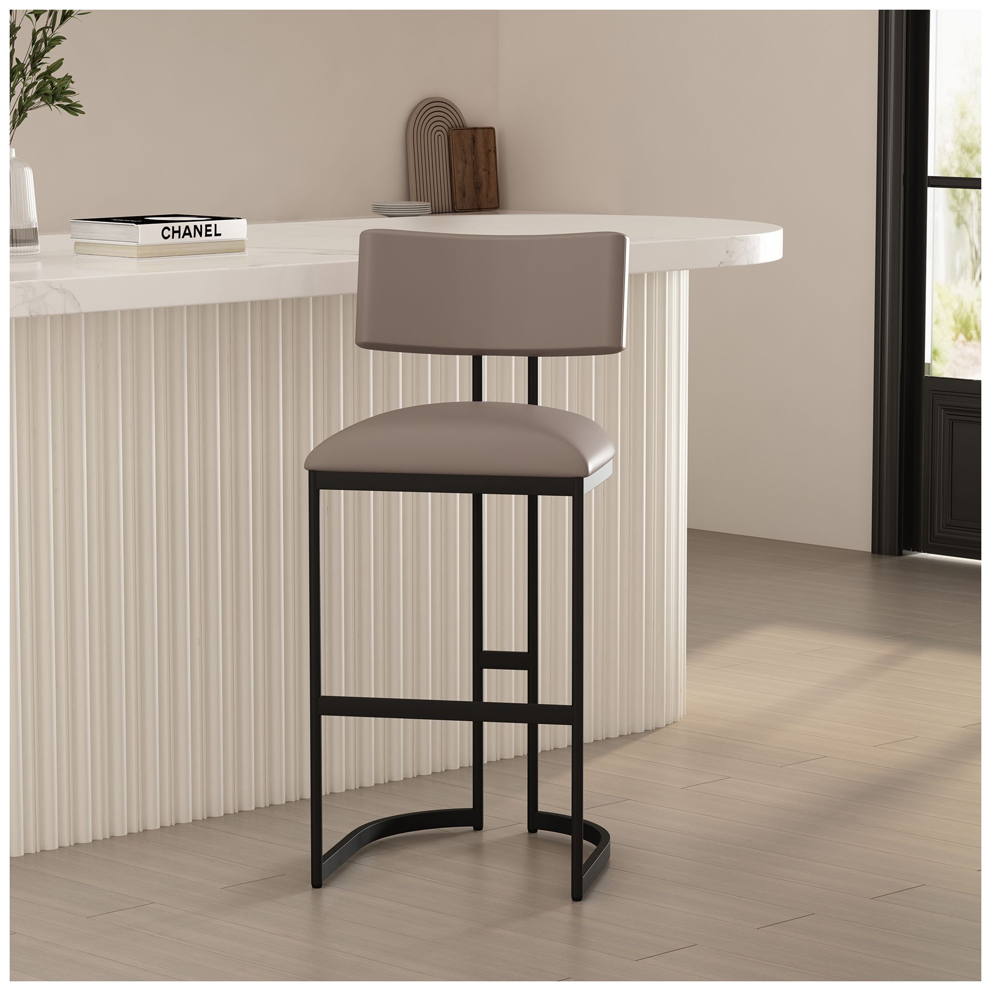 Image 4 Juno Contemporary Modern Metal Barstool in Taupe more views