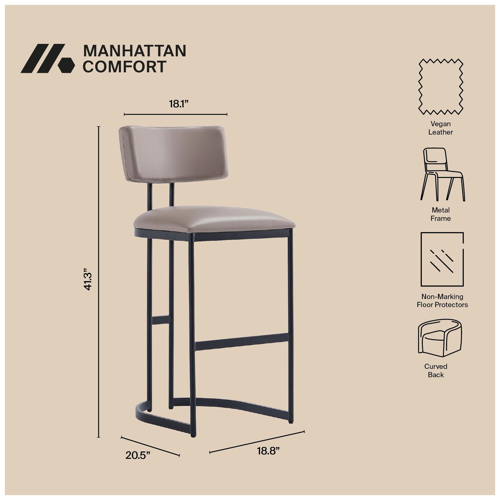 Image 5 Juno Contemporary Modern Metal Barstool in Taupe more views