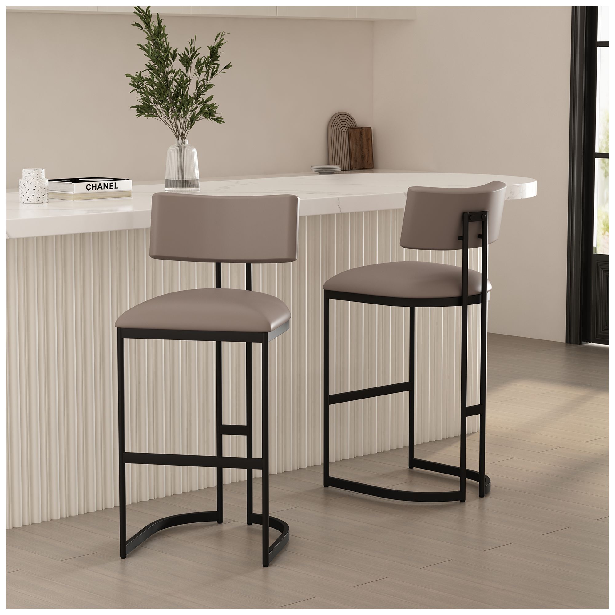 Juno Contemporary Modern Metal Barstool in Taupe