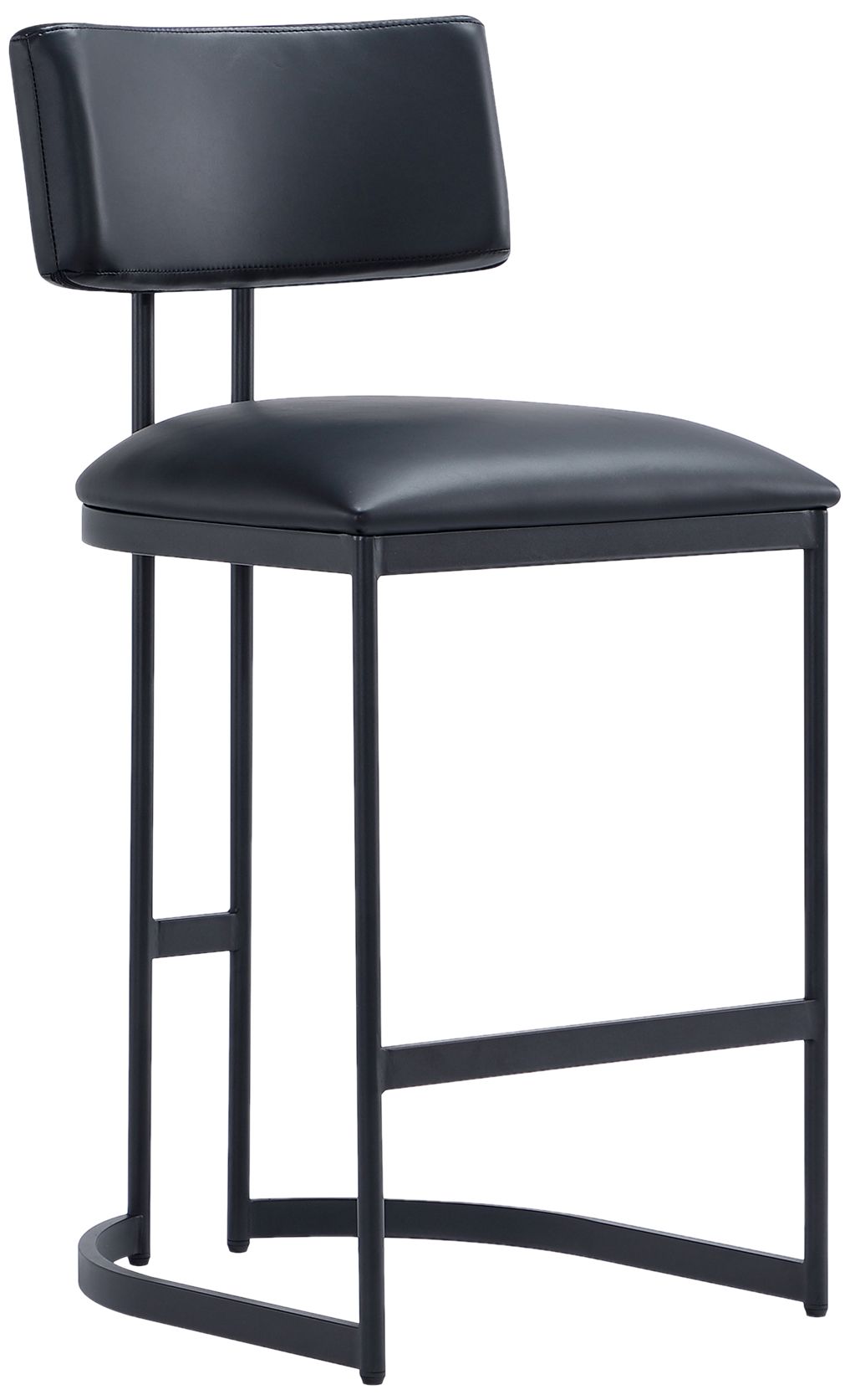 Image 2 Juno Contemporary Modern Vegan Leather Metal Counter Stool in Black