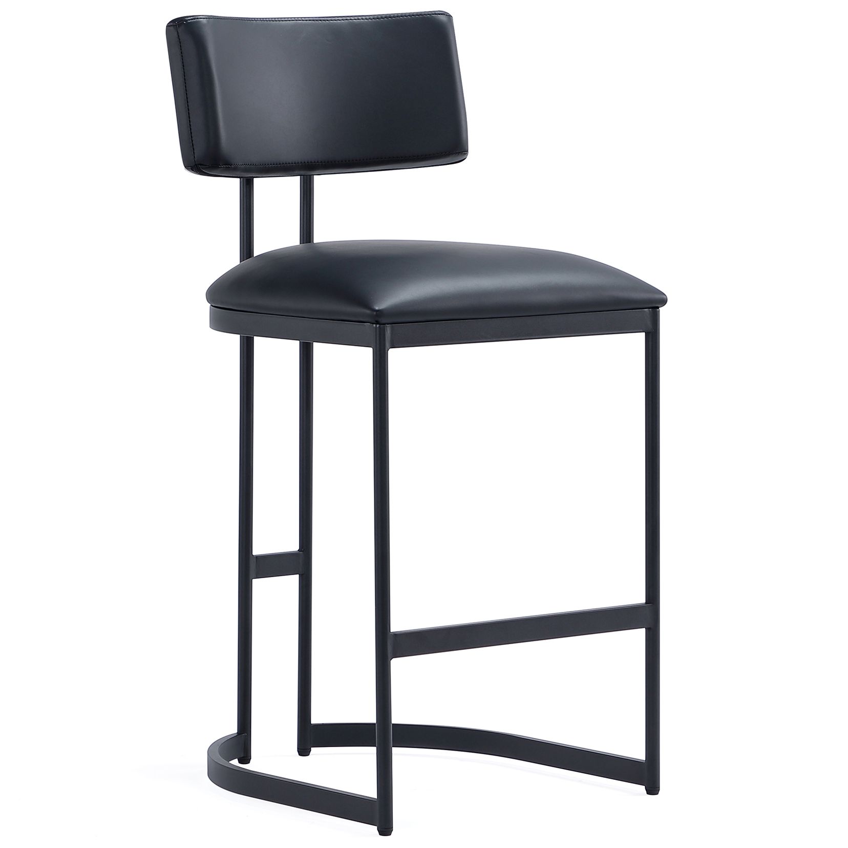 Image 3 Juno Contemporary Modern Vegan Leather Metal Counter Stool in Black more views