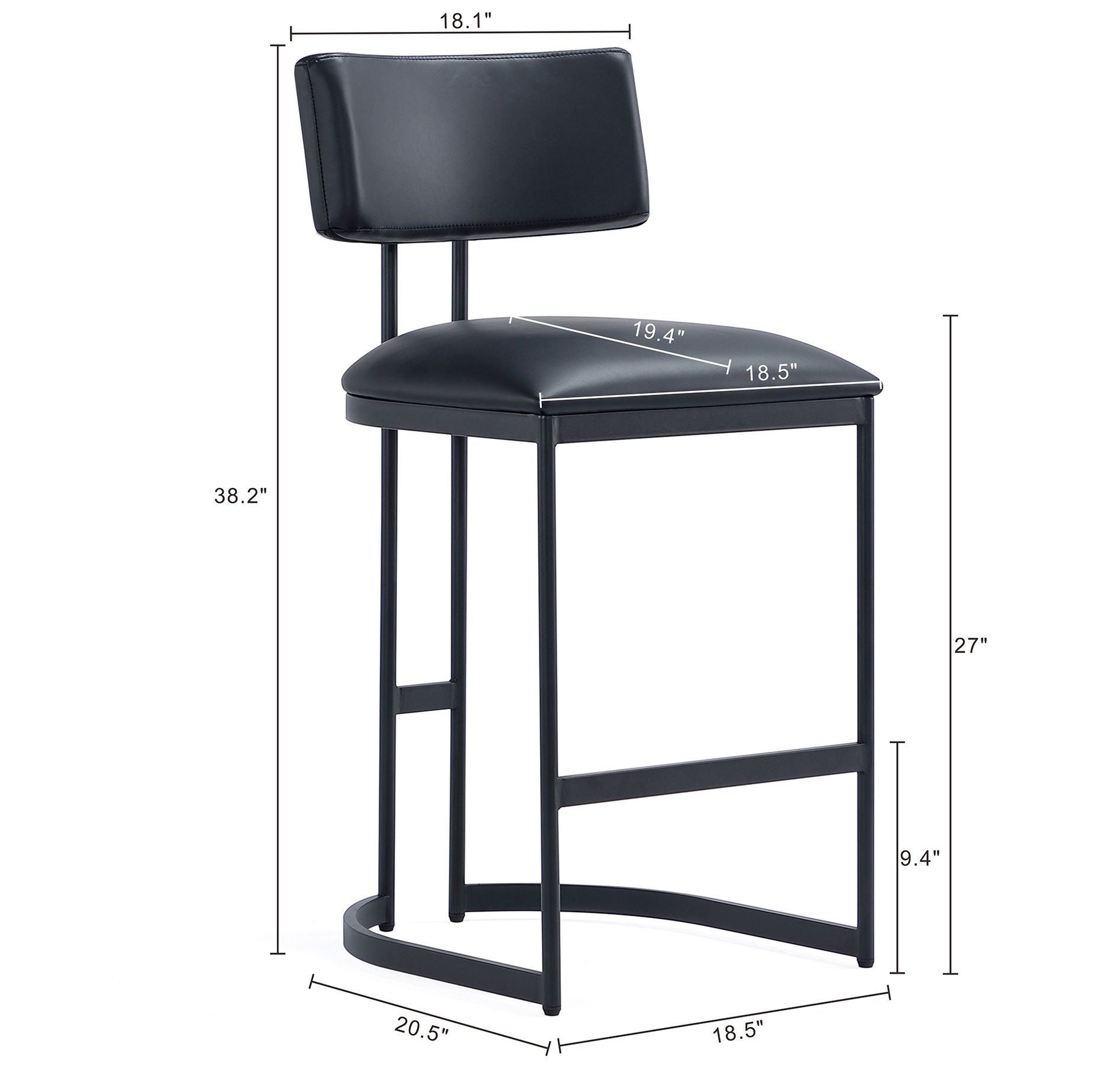 Image 4 Juno Contemporary Modern Vegan Leather Metal Counter Stool in Black more views