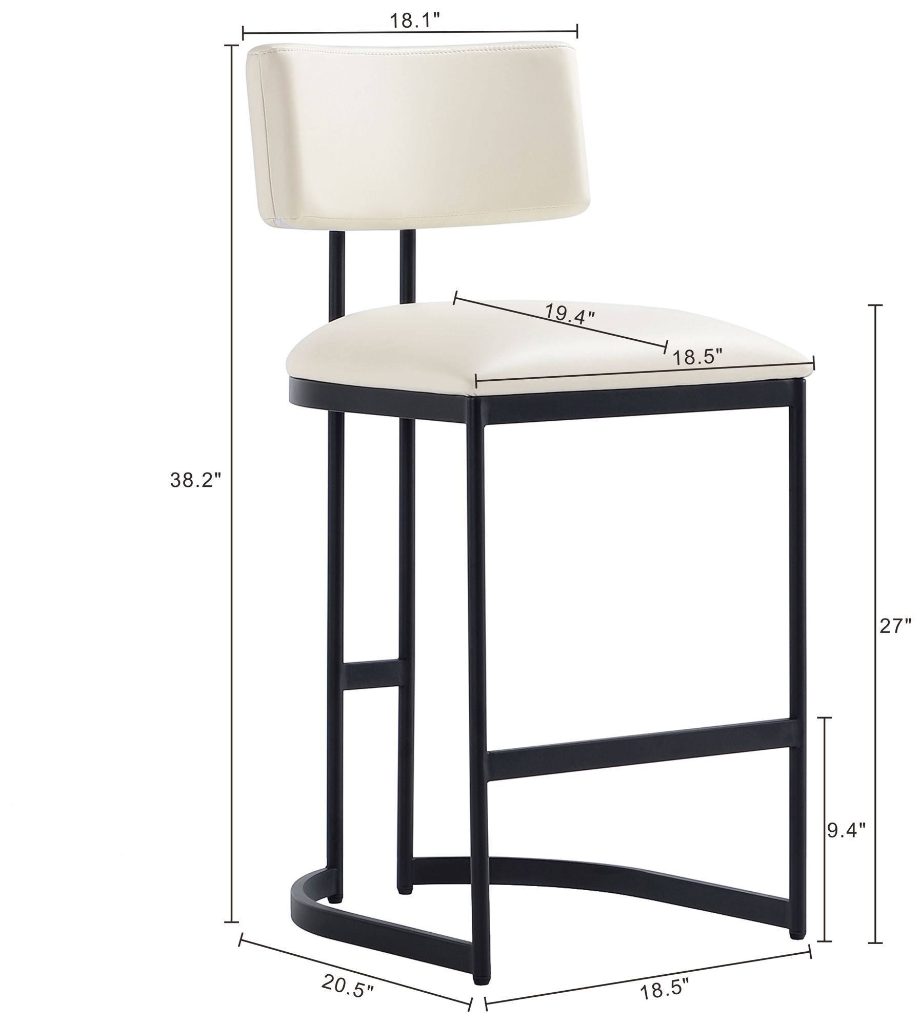 Image 4 Juno Contemporary Modern Vegan Leather Metal Counter Stool in Ivory more views