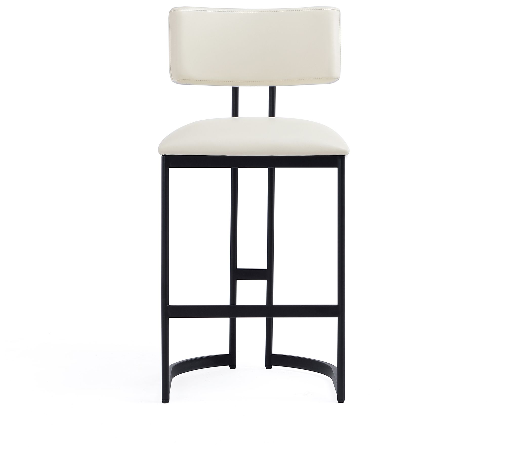 Image 7 Juno Contemporary Modern Vegan Leather Metal Counter Stool in Ivory more views