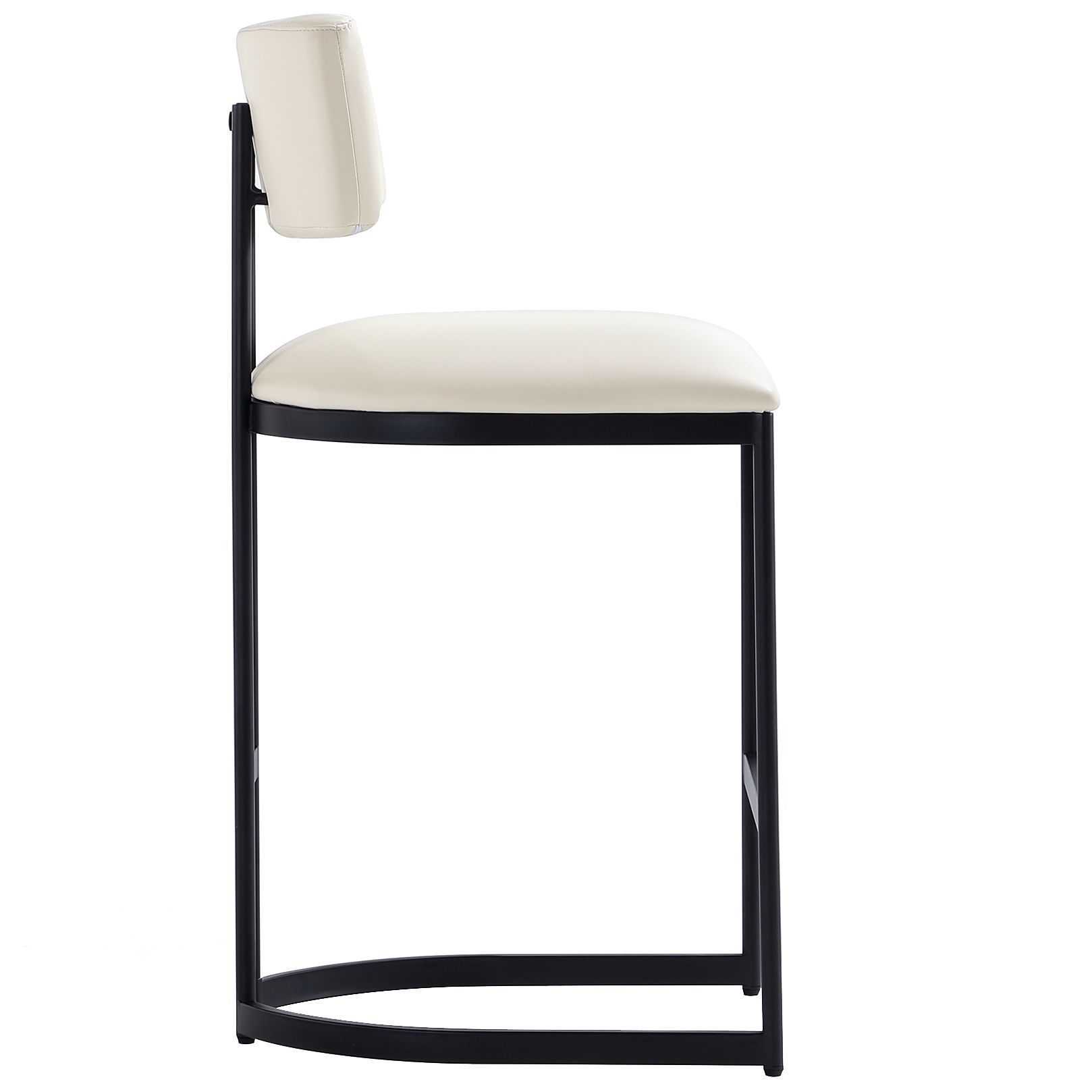 Juno Contemporary Modern Vegan Leather Metal Counter Stool in Ivory