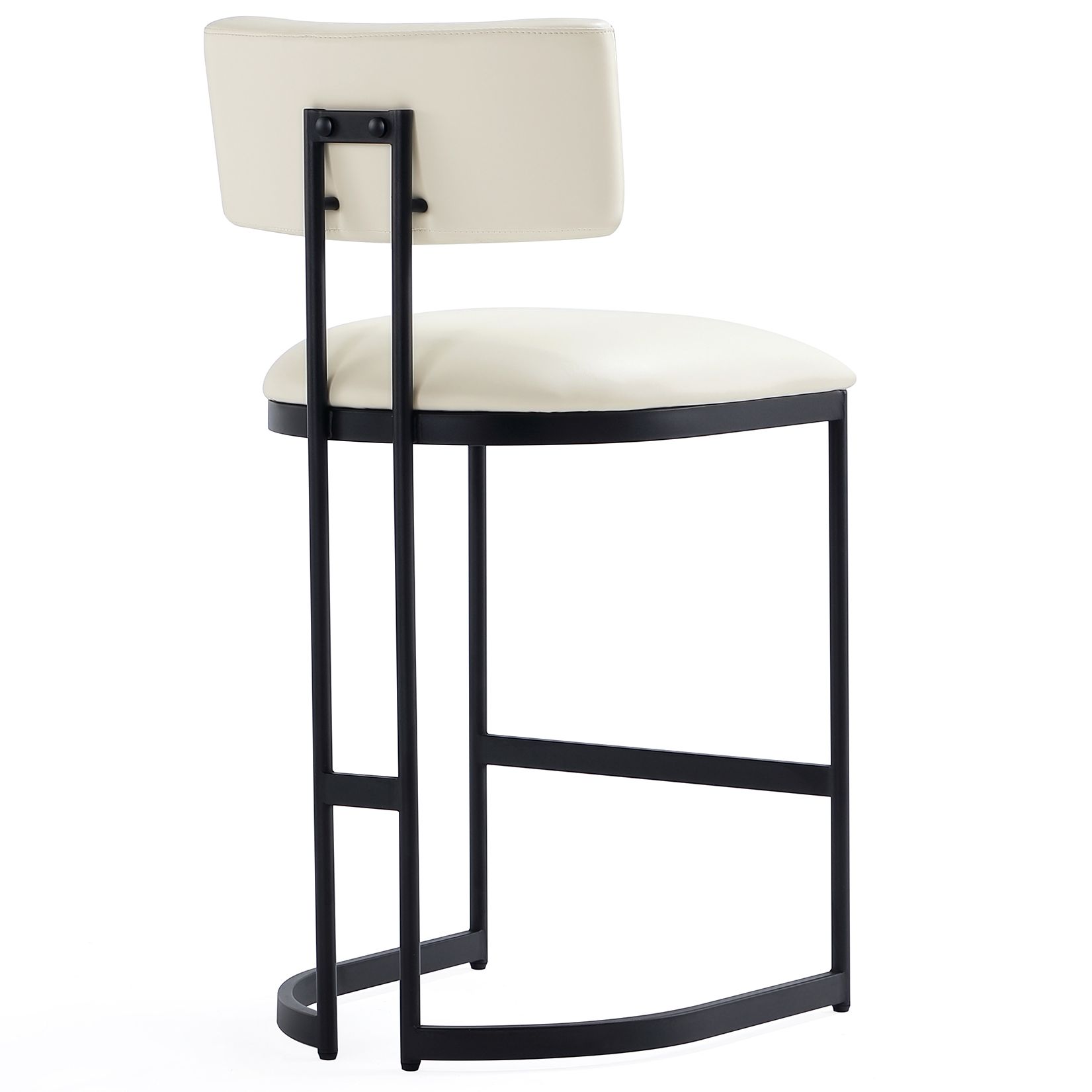 Juno Contemporary Modern Vegan Leather Metal Counter Stool in Ivory
