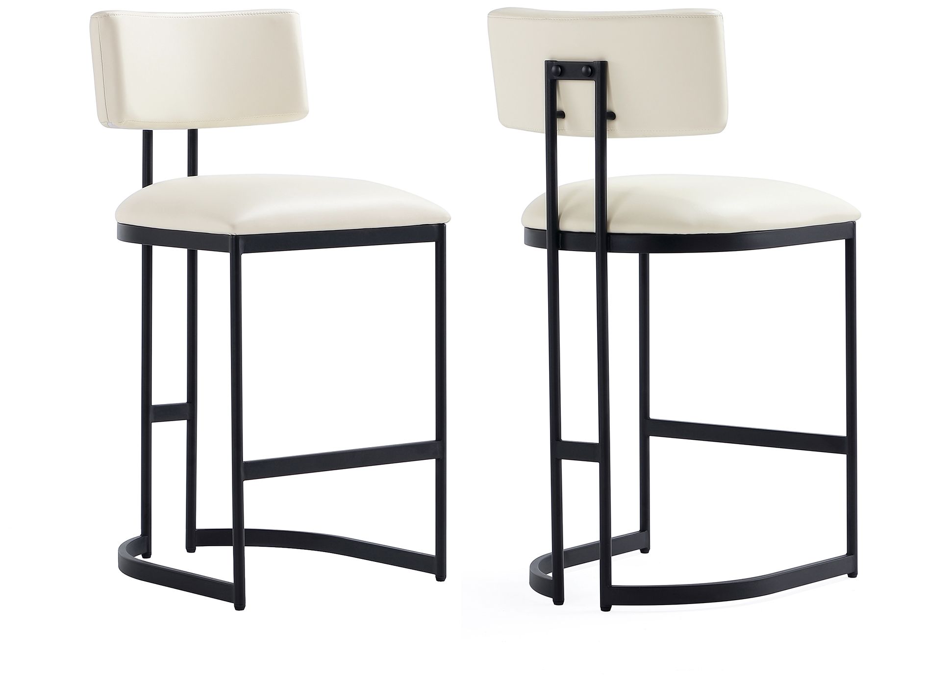 Juno Contemporary Modern Vegan Leather Metal Counter Stool in Ivory