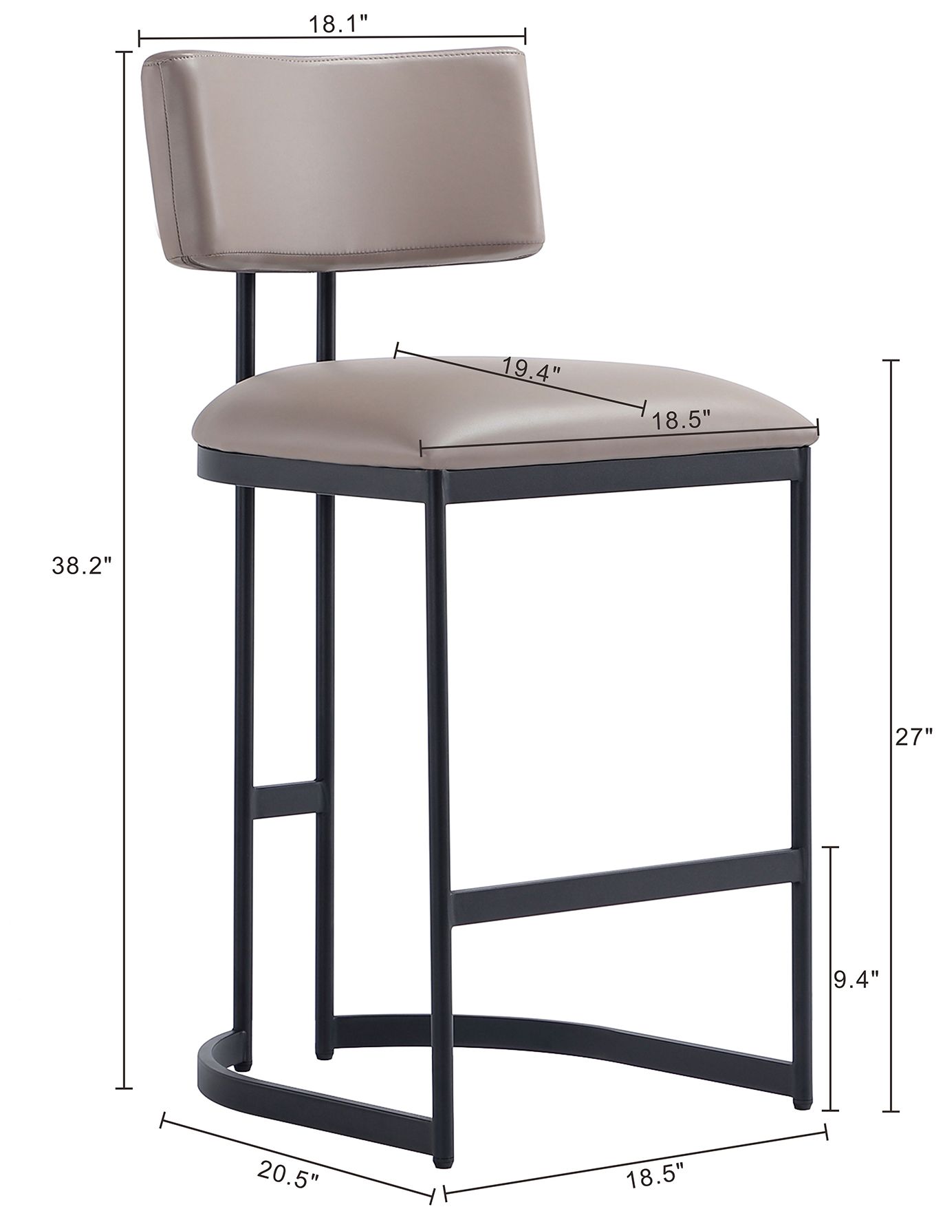 Image 4 Juno Contemporary Modern Vegan Leather Metal Counter Stool in Taupe more views