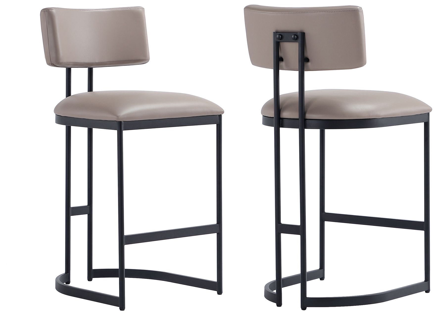 Juno Contemporary Modern Vegan Leather Metal Counter Stool in Taupe