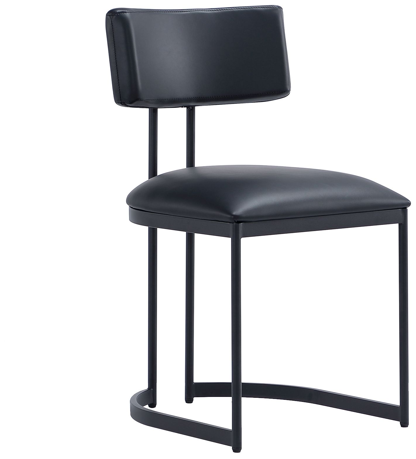 Image 2 Juno Contemporary Modern Vegan Leather Metal Side Chair in Black more views
