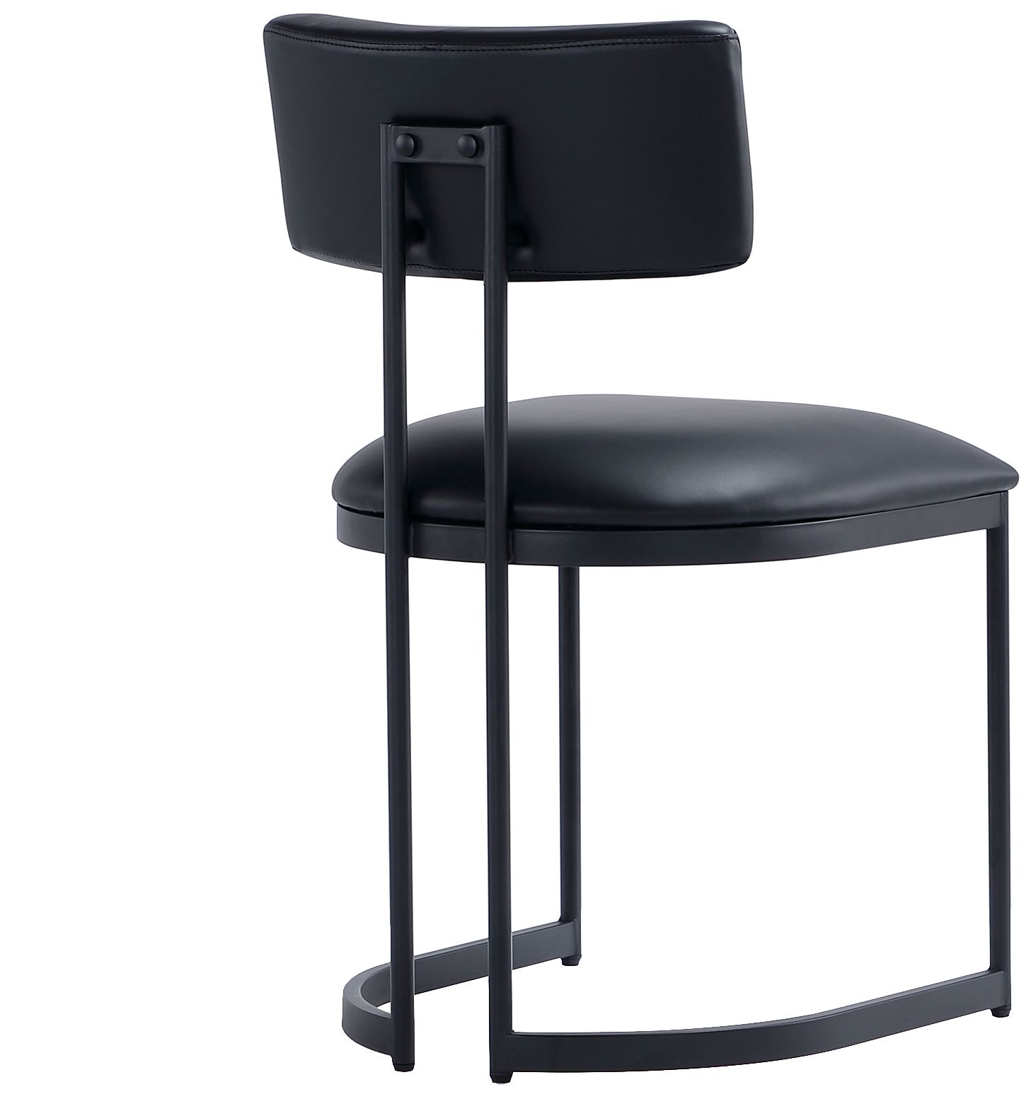 Juno Contemporary Modern Vegan Leather Metal Side Chair in Black
