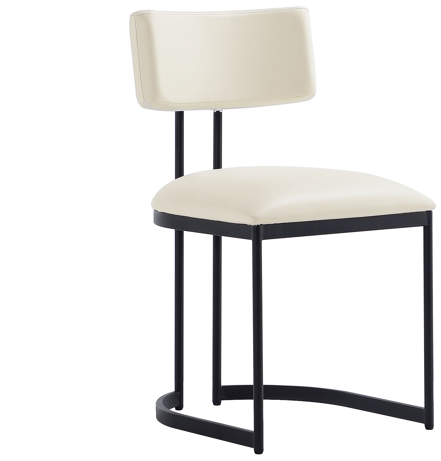 Image 2 Juno Contemporary Modern Vegan Leather Metal Side Chair in Cream more views