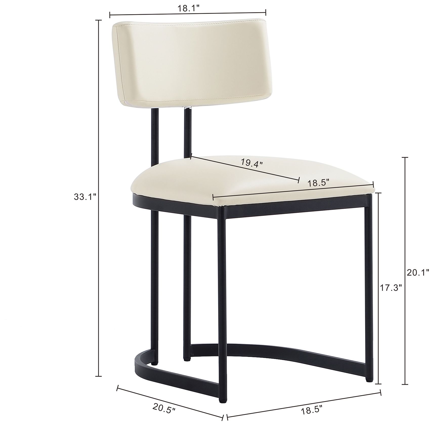 Image 4 Juno Contemporary Modern Vegan Leather Metal Side Chair in Cream more views