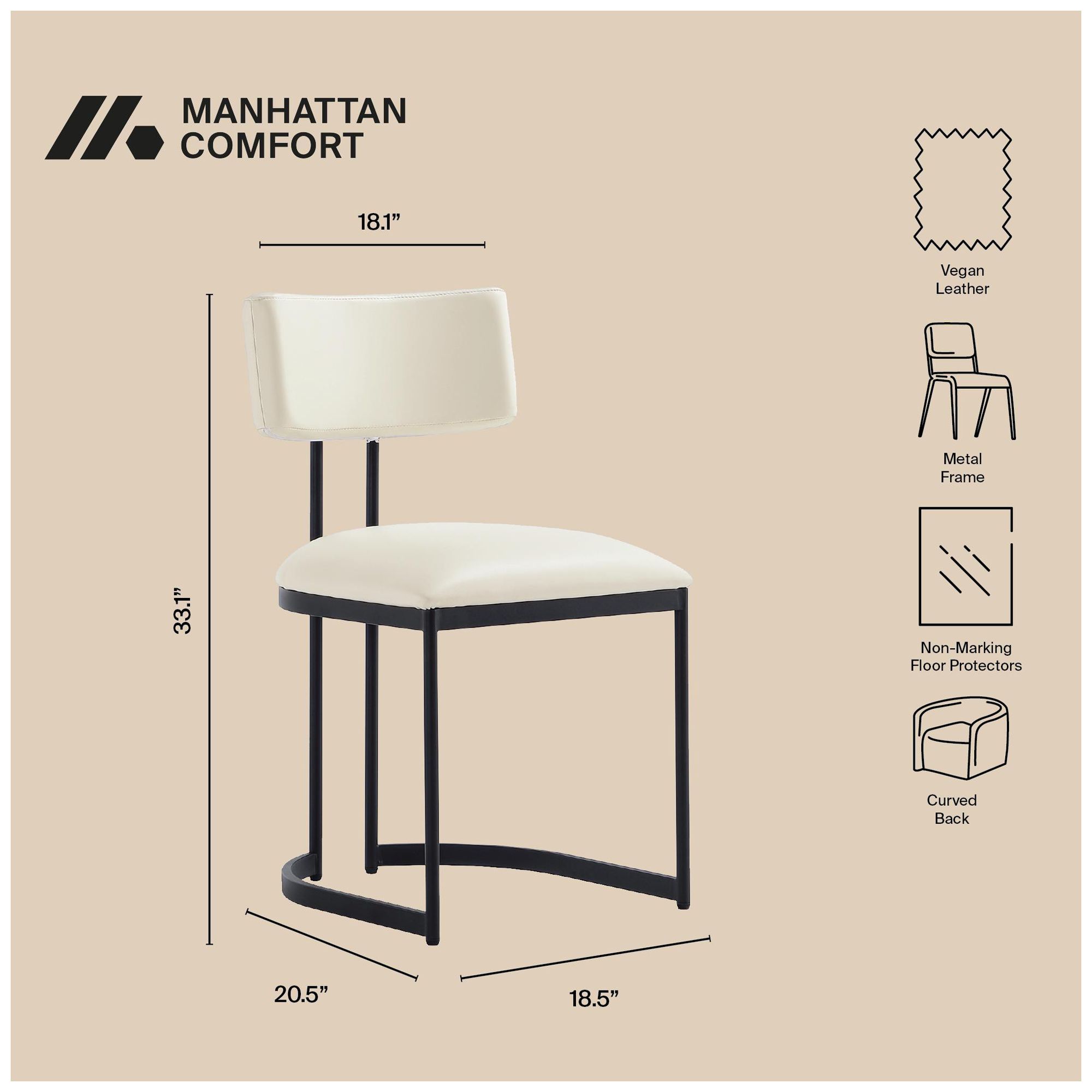 Image 5 Juno Contemporary Modern Vegan Leather Metal Side Chair in Cream more views