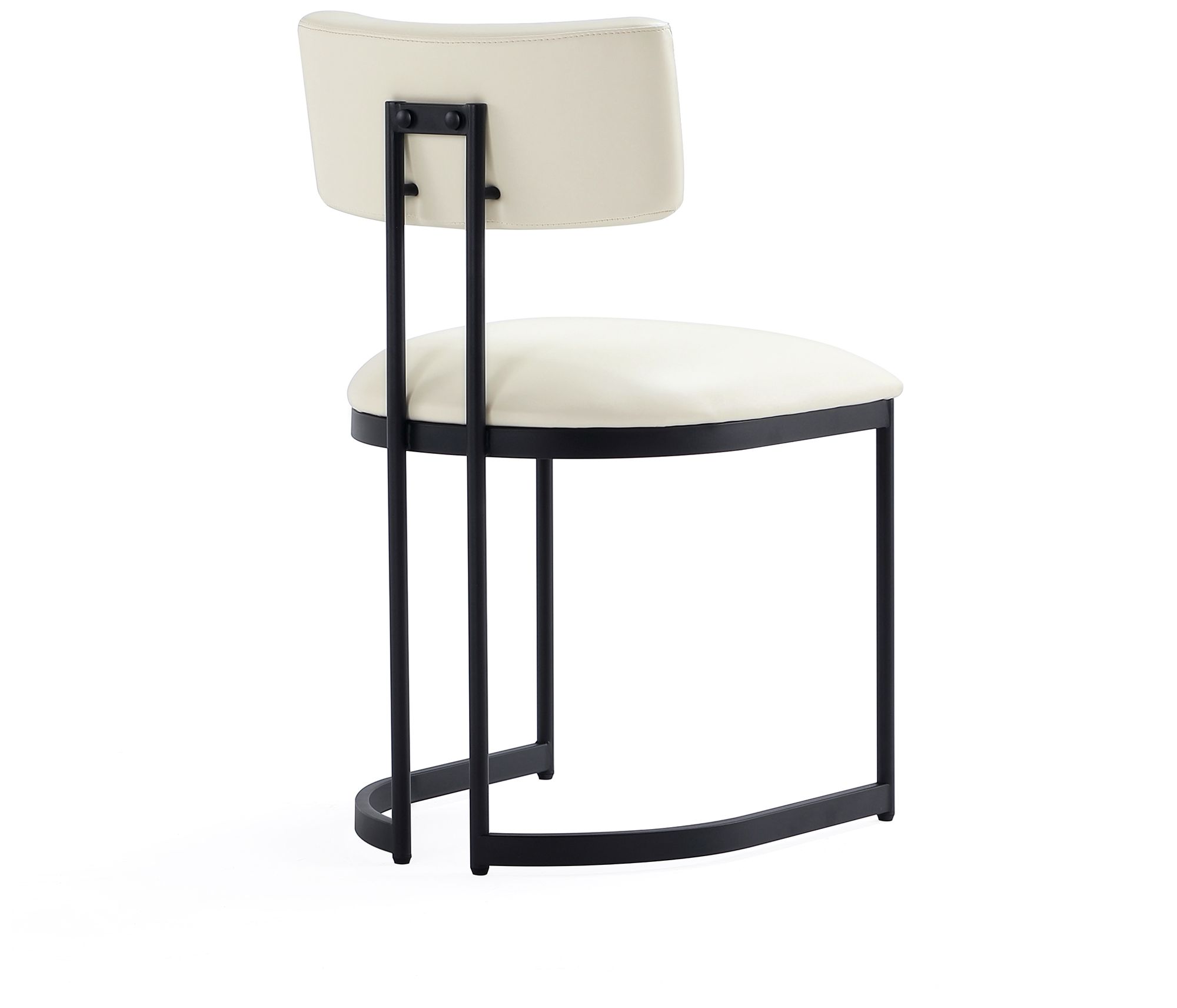 Juno Contemporary Modern Vegan Leather Metal Side Chair in Cream