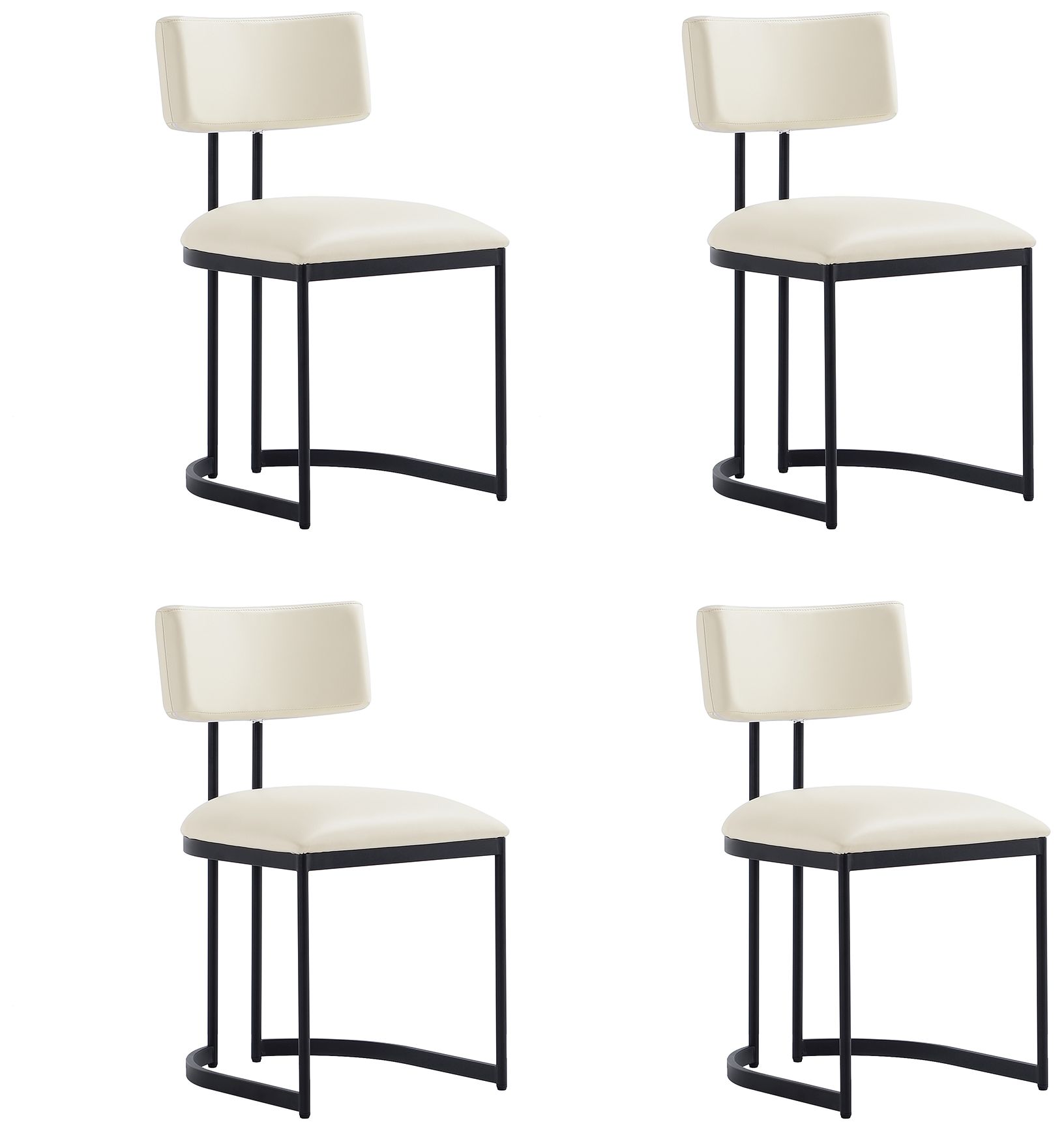 Juno Contemporary Modern Vegan Leather Metal Side Chair in Cream