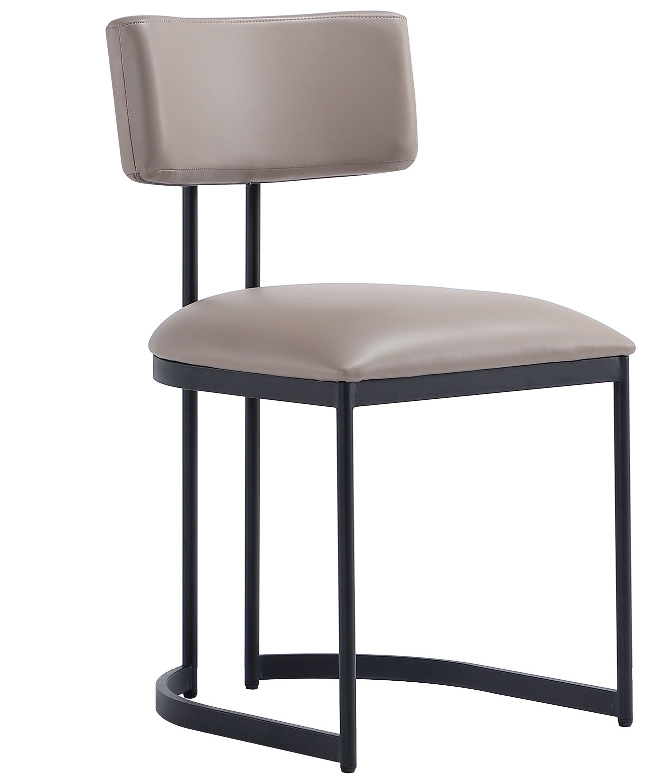 Image 2 Juno Contemporary Modern Vegan Leather Metal Side Chair in Taupe more views