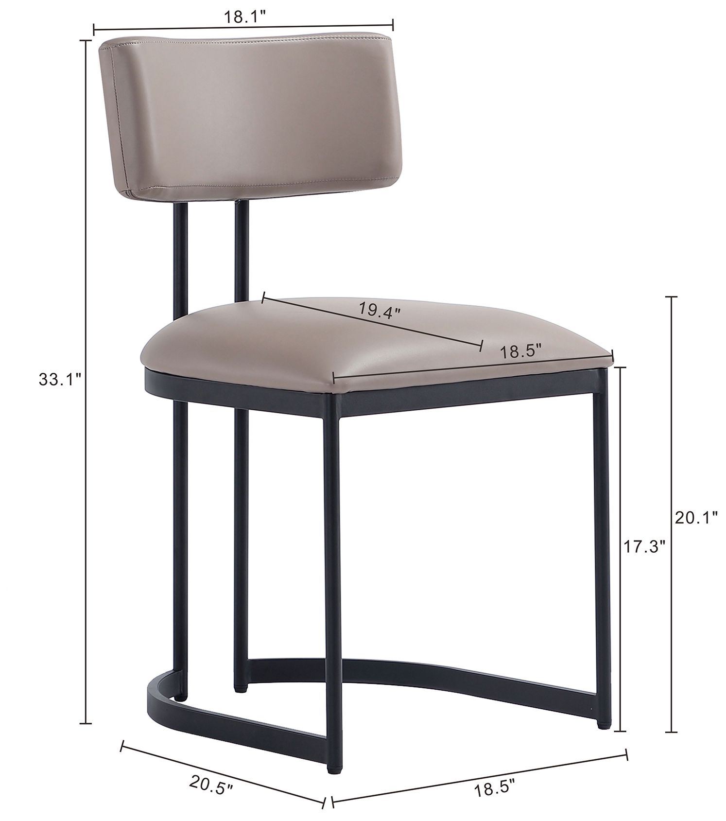 Image 4 Juno Contemporary Modern Vegan Leather Metal Side Chair in Taupe more views