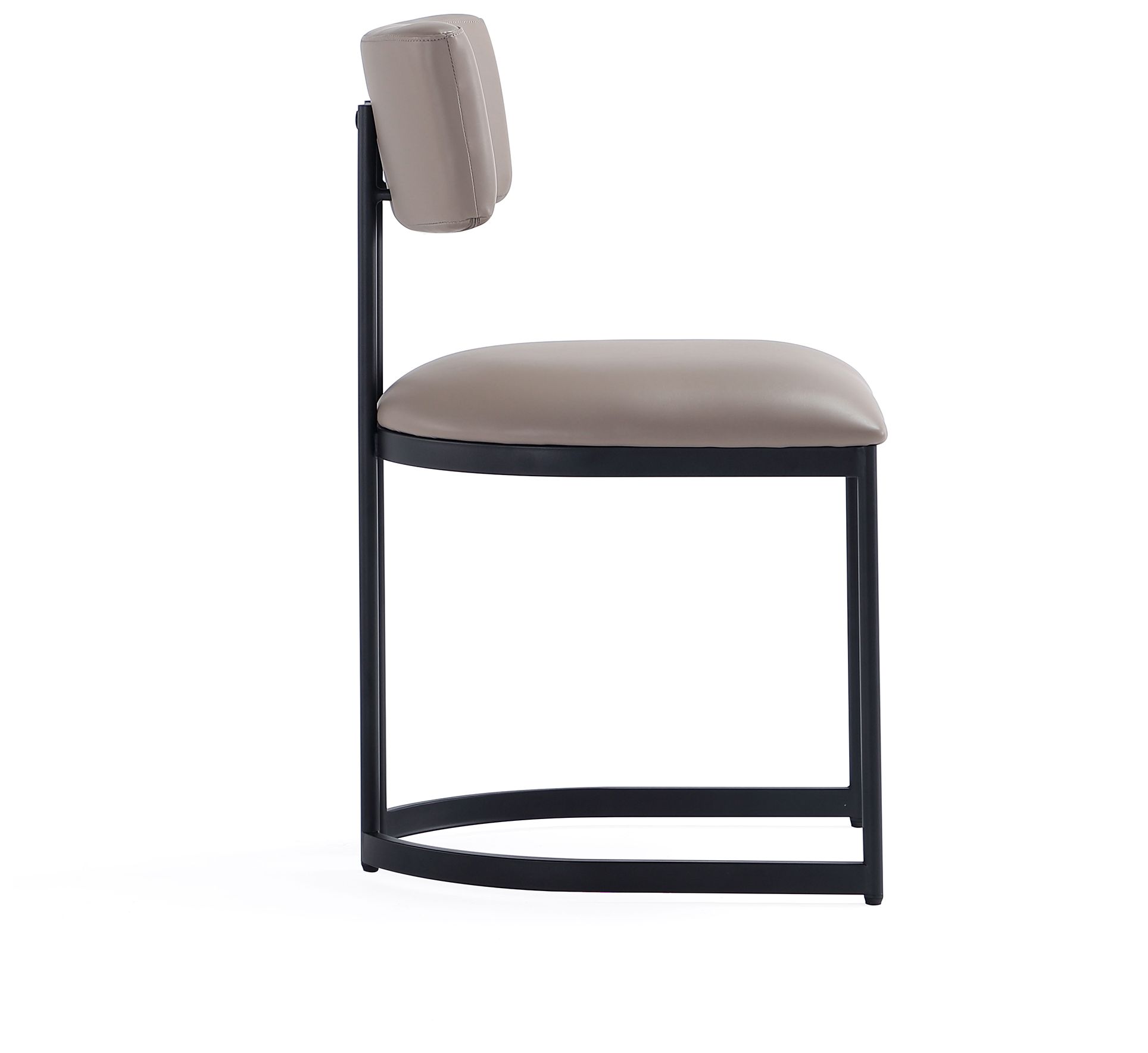 Juno Contemporary Modern Vegan Leather Metal Side Chair in Taupe