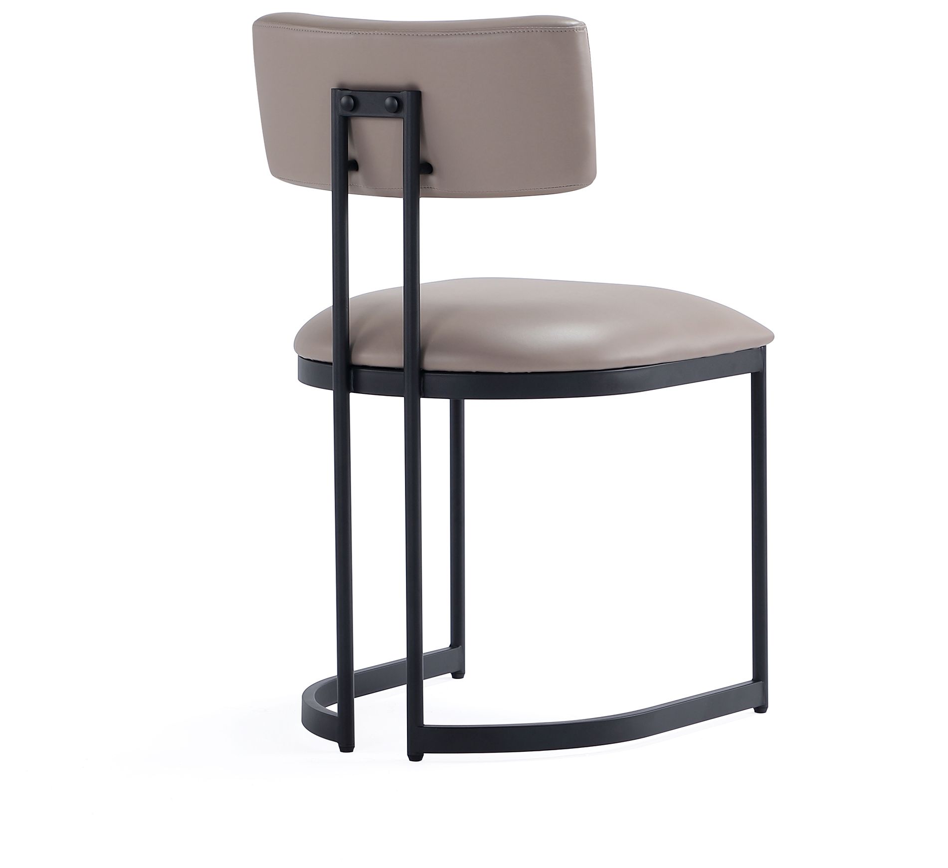 Juno Contemporary Modern Vegan Leather Metal Side Chair in Taupe