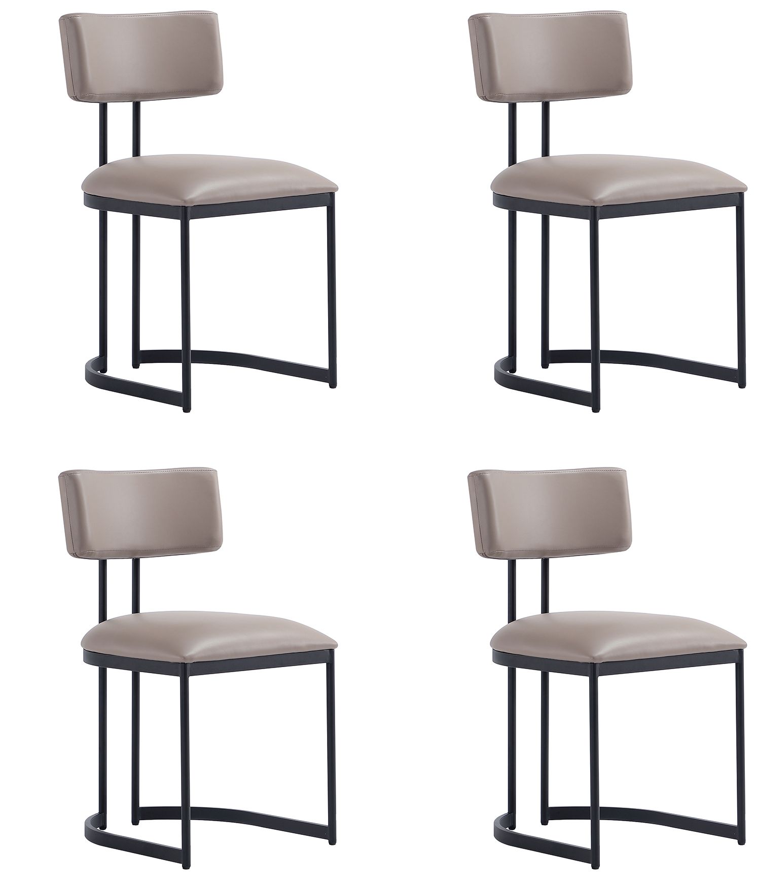 Juno Contemporary Modern Vegan Leather Metal Side Chair in Taupe