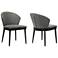 Juno Set of 2 Dining Side Chairs in Charcoal Fabric and Black Wood