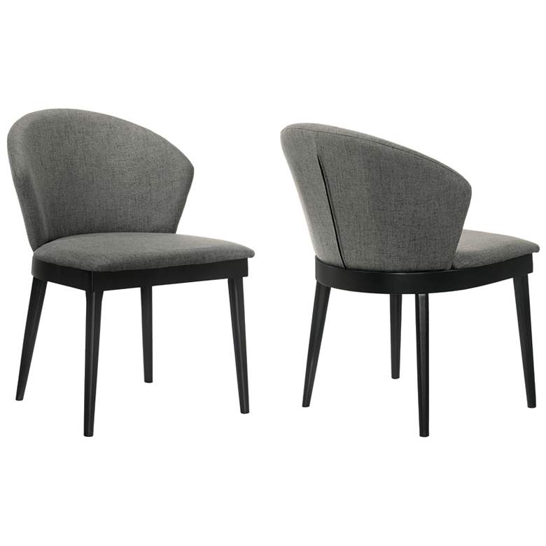 Image 1 Juno Set of 2 Dining Side Chairs in Charcoal Fabric and Black Wood