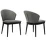 Juno Set of 2 Dining Side Chairs in Charcoal Fabric and Black Wood