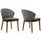 Juno Set of 2 Dining Side Chairs in Charcoal Fabric and Walnut Wood