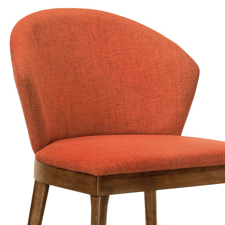 Image 4 Juno Set of 2 Dining Side Chairs in Orange Fabric and Walnut Wood more views
