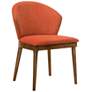 Juno Set of 2 Dining Side Chairs in Orange Fabric and Walnut Wood