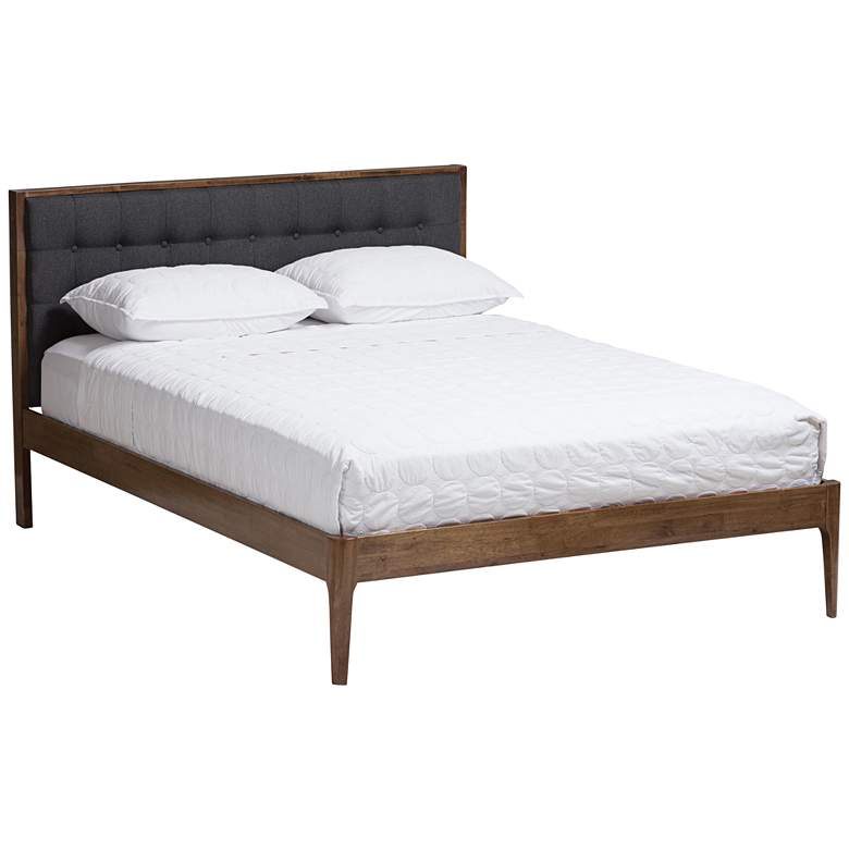 Image 1 Jupiter Gray Fabric Button-Tufted Full Platform Bed