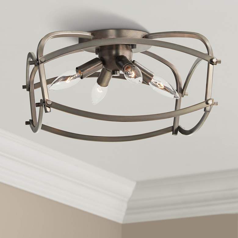 Image 1 Jupiter's Canopy 14" Wide Bronze 4-Light Ceiling Light