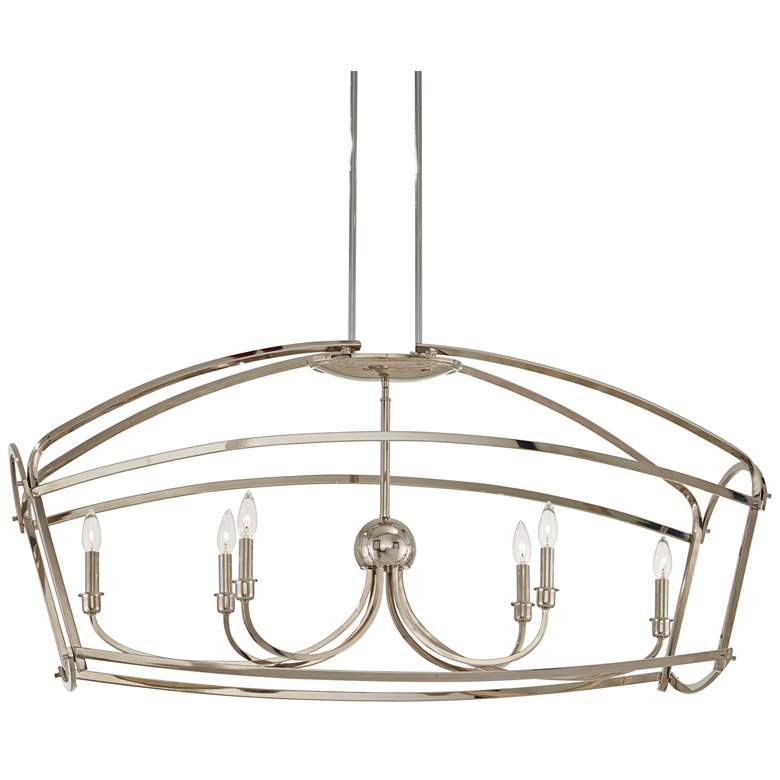 Image 1 Jupiter&#39;s Canopy 47 inchW Nickel Kitchen Island Light Pendant