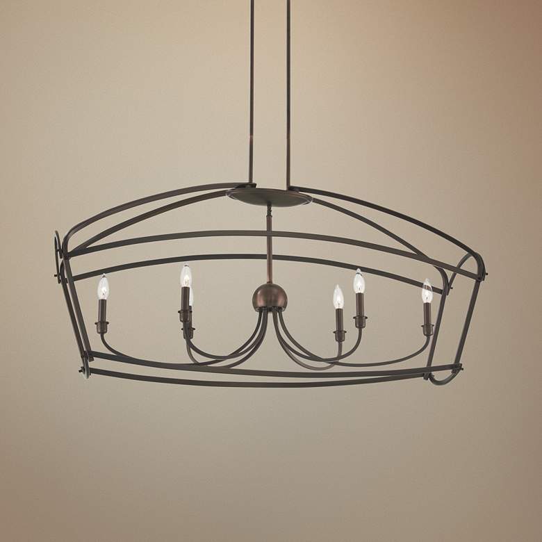 Image 1 Jupiter's Canopy 48"W Bronze Kitchen Island Light Pendant