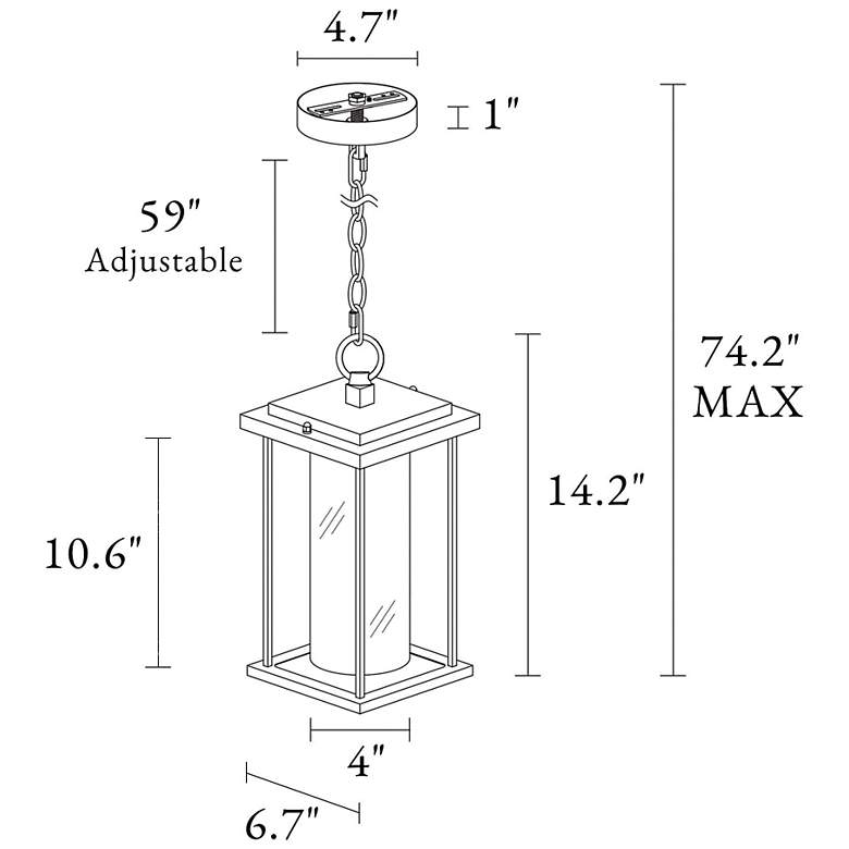 Image 3 Jushoa 14.2" High Black Glass Outdoor Hanging Light more views