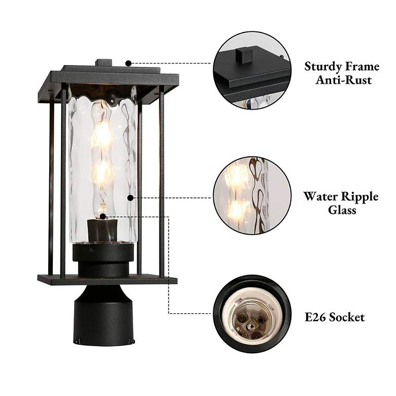 Image 2 Jushoa 15.7" High Black Outdoor Post Light more views