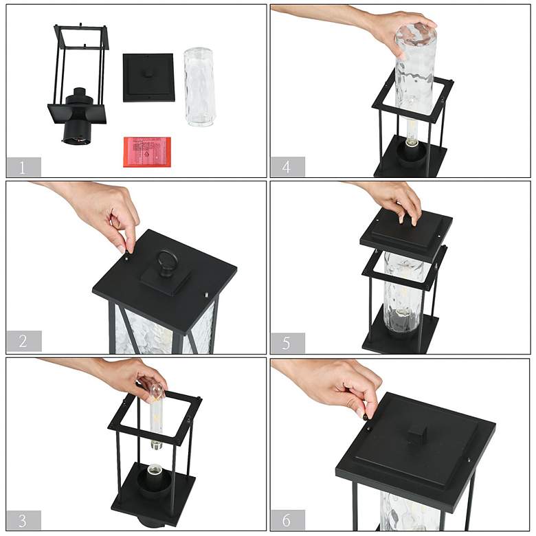 Image 3 Jushoa 15.7" High Black Outdoor Post Light more views