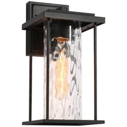 Jushoa 8.3" High Black Glass Outdoor Wall Light