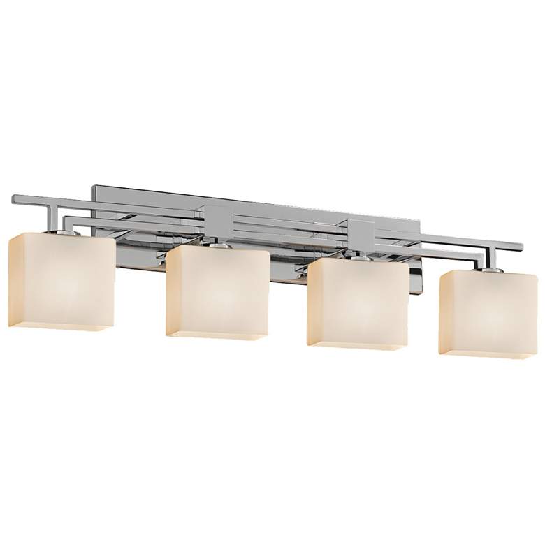 Image 1 Jusrtice Design Aero 36" Opal Chrome Square Glass LED Bath Light