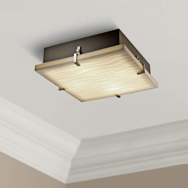 Image 1 Justice Clips 16 1/2" Wide Nickel Ceiling Light